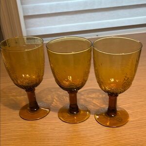 Torre & Tagus Amber Goblet Wine Glasses - Set of 3